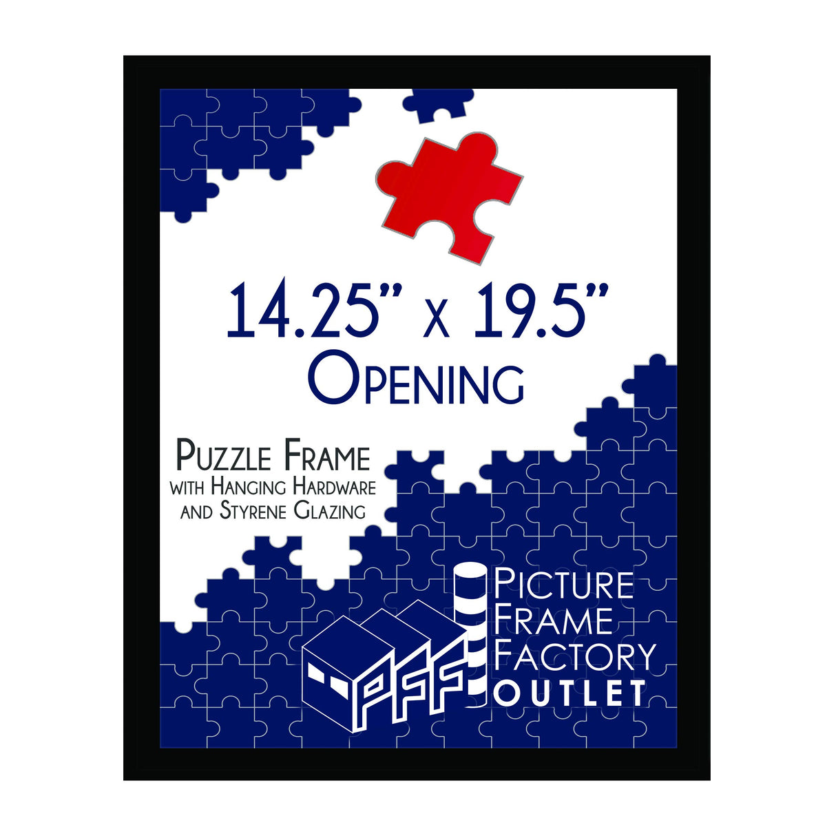 (1) -14.25x19.5-1.25" Flat Black Profile - Puzzle Frame - Hanging Hardware and Plexiglass Included WoodArtSupply