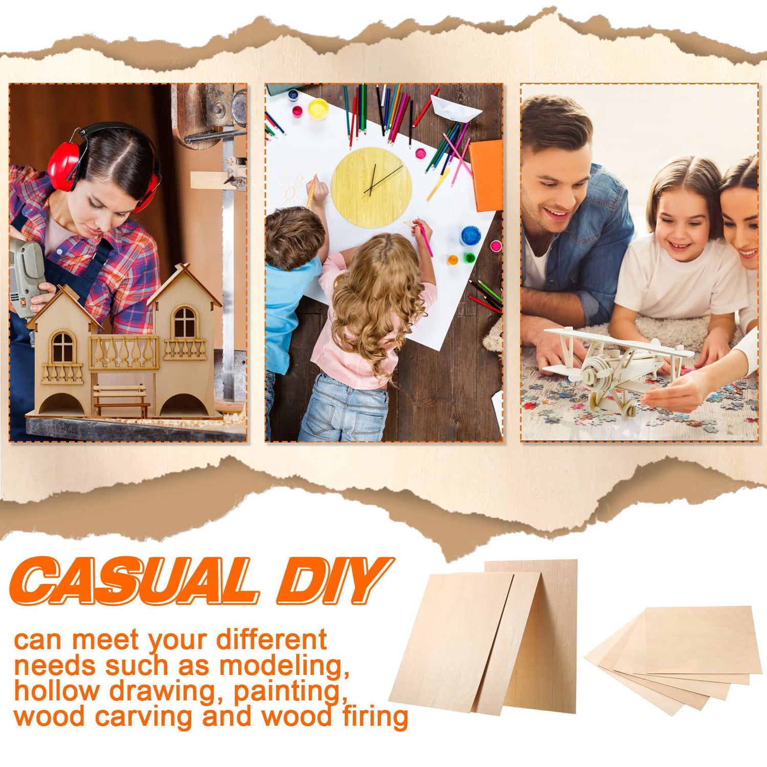 1/16 x 10 x 12 Inch Basswood Sheets Unfinished Wood Sheets Basswood Blank Sheet Thin DIY Wood Pieces for Arts and Crafts DIY Cutting Wood Burning Jetec