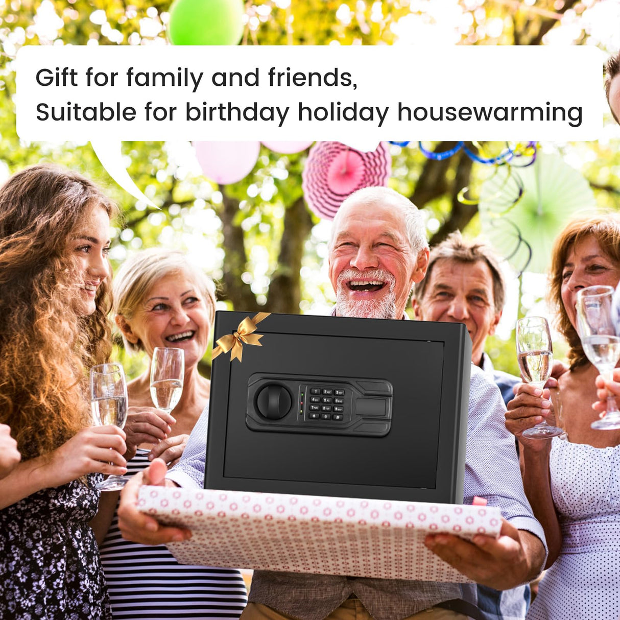 1.2 Cu Ft Home Safe Fireproof Waterproof, Small Fireproof Safe with Keypad and Removable Shelf, Digital Home Security Safety Box for Money Firearm Medicines Valuables Thmosz