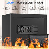 1.2 Cu Ft Home Safe Fireproof Waterproof, Small Fireproof Safe with Keypad and Removable Shelf, Digital Home Security Safety Box for Money Firearm Medicines Valuables Thmosz