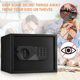 1.2 Cub Small Fireproof Safes for Home Use, Digital Home Safe Fireproof Waterproof with Programmable Keypad, Spare Keys and Removable Shelf, Fire Safe Box for Money Medicines Valuables Homirxan