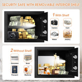 1.2 Cub Small Fireproof Safes for Home Use, Digital Home Safe Fireproof Waterproof with Programmable Keypad, Spare Keys and Removable Shelf, Fire Safe Box for Money Medicines Valuables Homirxan