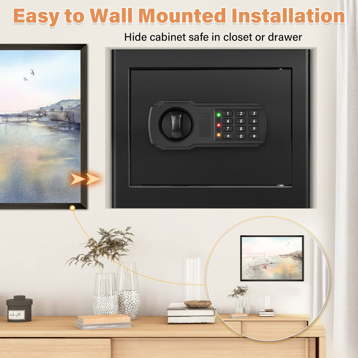 1.2 Cubic Home Safe with Fireproof Bag, Anti-Theft Safe Box for Pistol, Money, Medicine & Documents Tiskgg