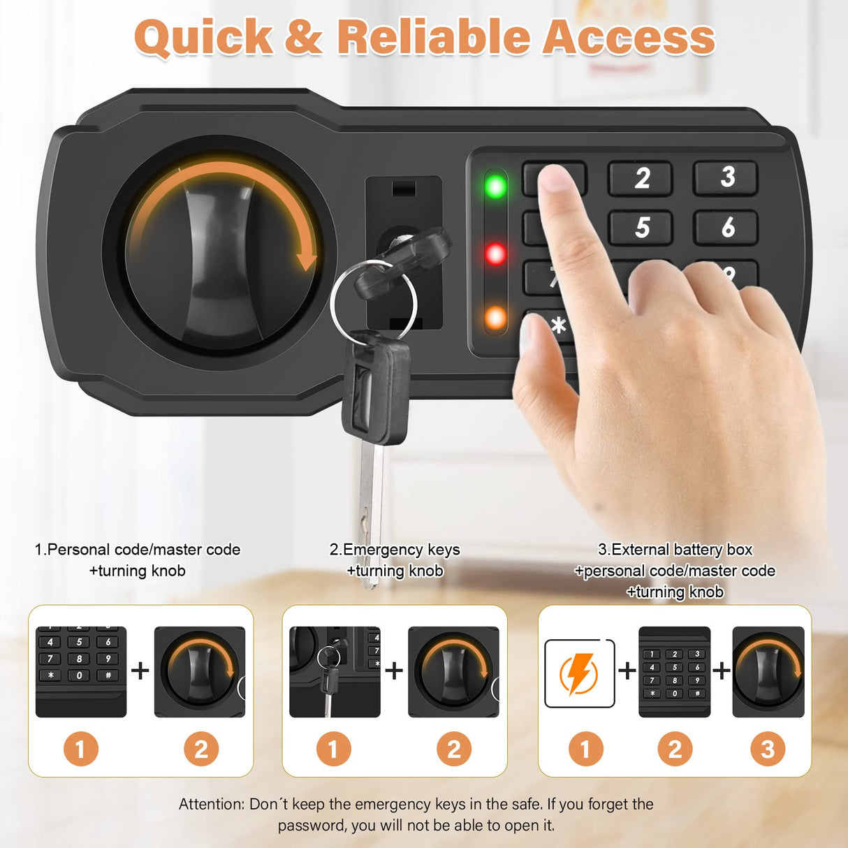 1.2 Cubic Home Safe with Fireproof Bag, Anti-Theft Safe Box for Pistol, Money, Medicine & Documents Tiskgg