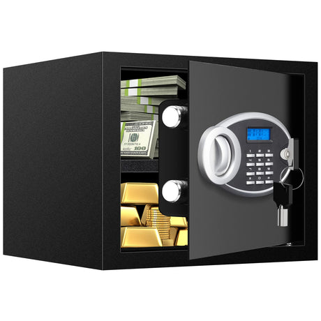 1.2 Cuft Safe Box Fireproof Waterproof for Home, Fire proof Safes with Digital Keypad, Spare Keys and Removable Shelf, Security Fire Safe for Money Firearms Medicine Valuables VIDXCVIT