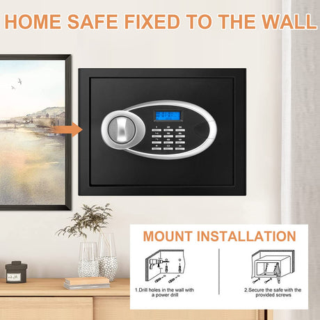 1.2 Cuft Safe Box Fireproof Waterproof for Home, Fire proof Safes with Digital Keypad, Spare Keys and Removable Shelf, Security Fire Safe for Money Firearms Medicine Valuables VIDXCVIT