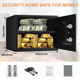 1.2 Cuft Safe Box Fireproof Waterproof for Home, Fire proof Safes with Digital Keypad, Spare Keys and Removable Shelf, Security Fire Safe for Money Firearms Medicine Valuables VIDXCVIT