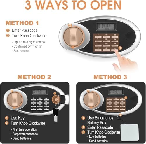 1.2 Cuft Safe Box Fireproof Waterproof for Home, Fire proof Safes with Digital Keypad, Spare Keys and Removable Shelf, Security Fire Safe for Money Firearms Medicine Valuables VIDXCVIT