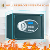 1.2 Cuft Safe Box Fireproof Waterproof for Home, Fire proof Safes with Digital Keypad, Spare Keys and Removable Shelf, Security Fire Safe for Money Firearms Medicine Valuables VIDXCVIT
