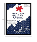 (1) -22x28-1.25" Flat Black Profile - Puzzle Frame - Hanging Hardware and Plexiglass Included PictureFrameFactoryOutlet
