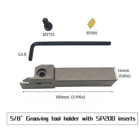 1/2" 3/8" 5/8" 3/4" Indexable Lathe Grooving Parting Holder with 10 Pieces GTN- SP200 SP300 Heavy Duty Nickel Plated ZQ Right -Hand Cut Off Tool KinRite