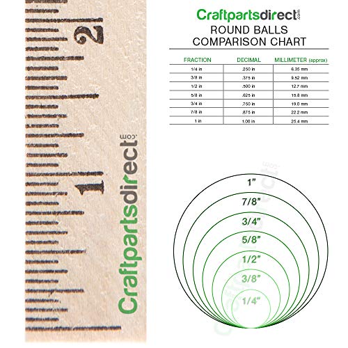 1/2 Inch Wooden Round Ball | DIY Decorative Wood Crafting Balls | Unfinished Wood Spheres - by Craftpartsdirect.com | Bag of 100 Craftparts Direct