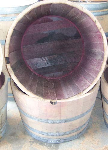 1/2 Oak Wine Barrel Planter 27" W x 18" H Made by Wine Barrel Creations Inc. BOTARO