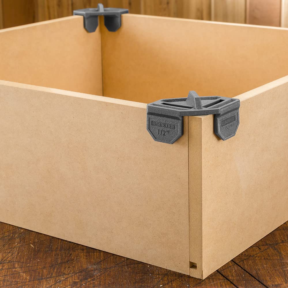 1/2'' Rockler Clamp It Clips (4 Pack, Dark Gray) - Corner Clamp It Clips Holds Panels at 900 Angle - Polypropylene Adjustable Angle Clamp Clips Won’t ROCKLER