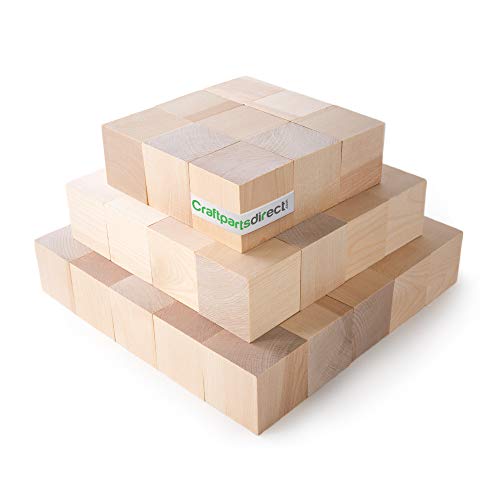 1/2 inch Wood Blocks | Natural Unfinished Craft Wooden Cubes -by CraftpartsDirect.com | Bag of 500 Craftparts Direct