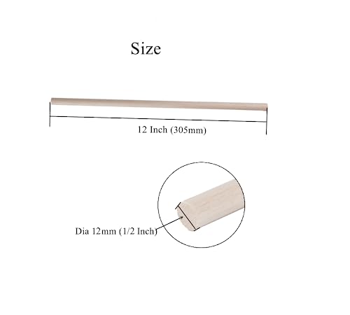 1/2 x 12 Inch Round Wood Dowel Rods Wood Sticks Wooden Dowel Rods Unfinished Wood Balsa Wood Sticks for Crafts and DIY Projects, 12 PCS iUoczi