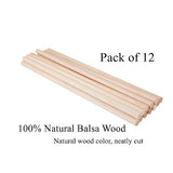 1/2 x 12 Inch Round Wood Dowel Rods Wood Sticks Wooden Dowel Rods Unfinished Wood Balsa Wood Sticks for Crafts and DIY Projects, 12 PCS iUoczi