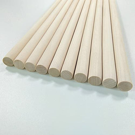 1/2 x 12 Inch, Wooden Dowel Rods, Unfinished Wood Round Sticks for Arts Crafts and DIY Projects, 10 pcs. Kang&Chang