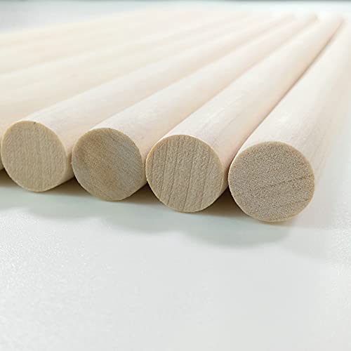 1/2 x 12 Inch, Wooden Dowel Rods, Unfinished Wood Round Sticks for Arts Crafts and DIY Projects, 10 pcs. Kang&Chang