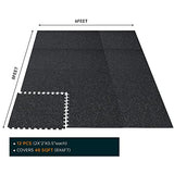 1/2in Thick 48 Sq Ft Rubber Top High Density EVA Foam Exercise Gym Mats Non-slip 12 Pcs - Interlocking Puzzle Floor Tiles for Home Gym Heavy Workout Holymus