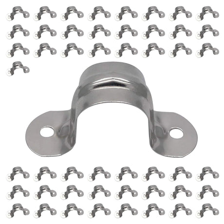 1/2inch Rigid Pipe Strap Clamp, Two Hole Strap,U Bracket Tube Clip, Stainless Steel Heavy Duty Pipe Fasten Holder, 50Pcs (20mm) NGe