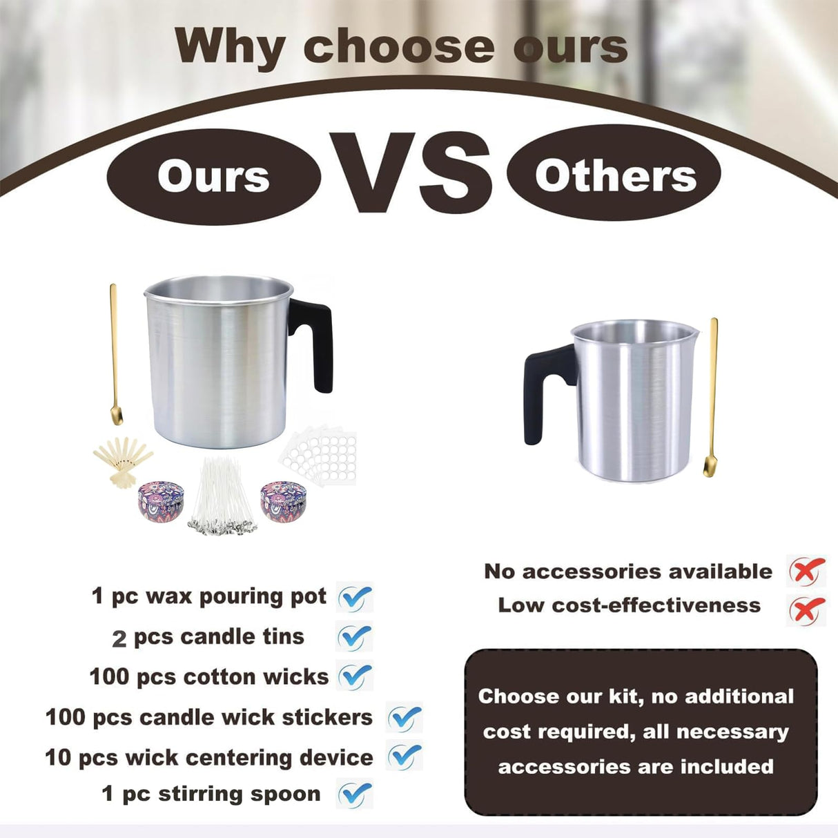 1.2L Candle Making Pouring Pot Wax Pitcher Wax Pouring Pot Candle Making Pitcher with Heat-Resistant Handle and Dripless Pouring Spout Design with Candle Jars, Wicks, Stickers and Wicks Holders Phinicco