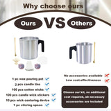 1.2L Candle Making Pouring Pot Wax Pitcher Wax Pouring Pot Candle Making Pitcher with Heat-Resistant Handle and Dripless Pouring Spout Design with Candle Jars, Wicks, Stickers and Wicks Holders Phinicco