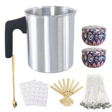 1.2L Candle Making Pouring Pot Wax Pitcher Wax Pouring Pot Candle Making Pitcher with Heat-Resistant Handle and Dripless Pouring Spout Design with Candle Jars, Wicks, Stickers and Wicks Holders Phinicco
