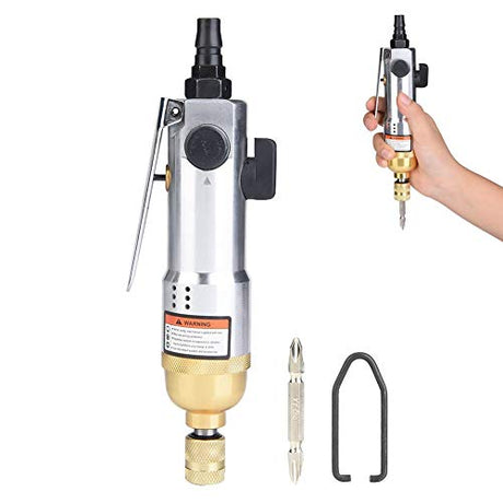 1/4" Pneumatic Air Screwdriver, 9000rpm Industrial Straight Hand Reversible Screw Driver for Manufacturing And Metal Auto Repair Pneumatic Tool Semme