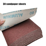 1/4 Sheet Sandpaper 4.5 x 5.5 Inch, Wet Dry Sand Paper, 30Pcs Sanding Sheets for Palm Sanders Hand Sanding Blocks on Woodworking, Metal, Primers, YGFRSTO