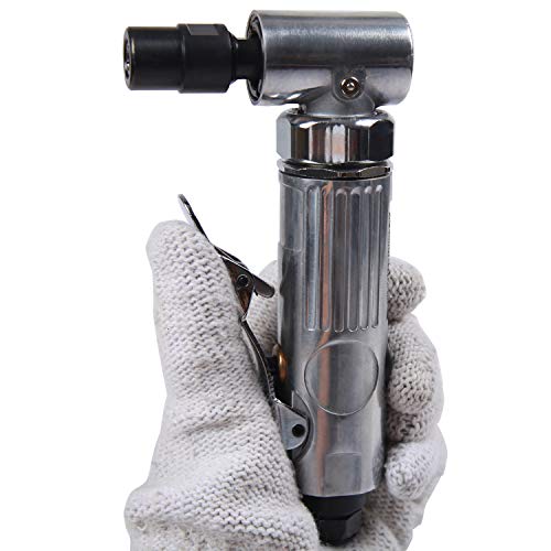 1/4 inch Angle Air Die Grinder,20000 RPM, 90 Degree Angled Air Die Grinder,with 4 pcs 2" Roll Lock Sanding Discs, Polished Color Pneumatic Angle Die YELWAY
