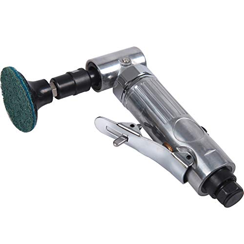 1/4 inch Angle Air Die Grinder,20000 RPM, 90 Degree Angled Air Die Grinder,with 4 pcs 2" Roll Lock Sanding Discs, Polished Color Pneumatic Angle Die YELWAY