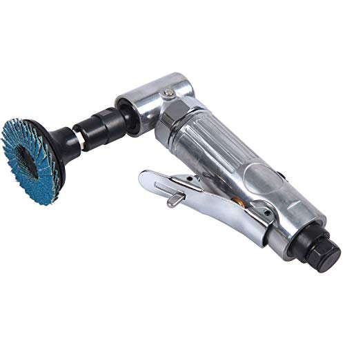 1/4 inch Angle Air Die Grinder,20000 RPM, 90 Degree Angled Air Die Grinder,with 4 pcs 2" Roll Lock Sanding Discs, Polished Color Pneumatic Angle Die YELWAY