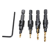 1/4 inch Hex Shank Countersink Drill Bit Power Tools Accessories for Plastic Metal Woodworking Tool by Power Drill 4Pcs/Set #6#8#10#12 (Gold) - WoodArtSupply
