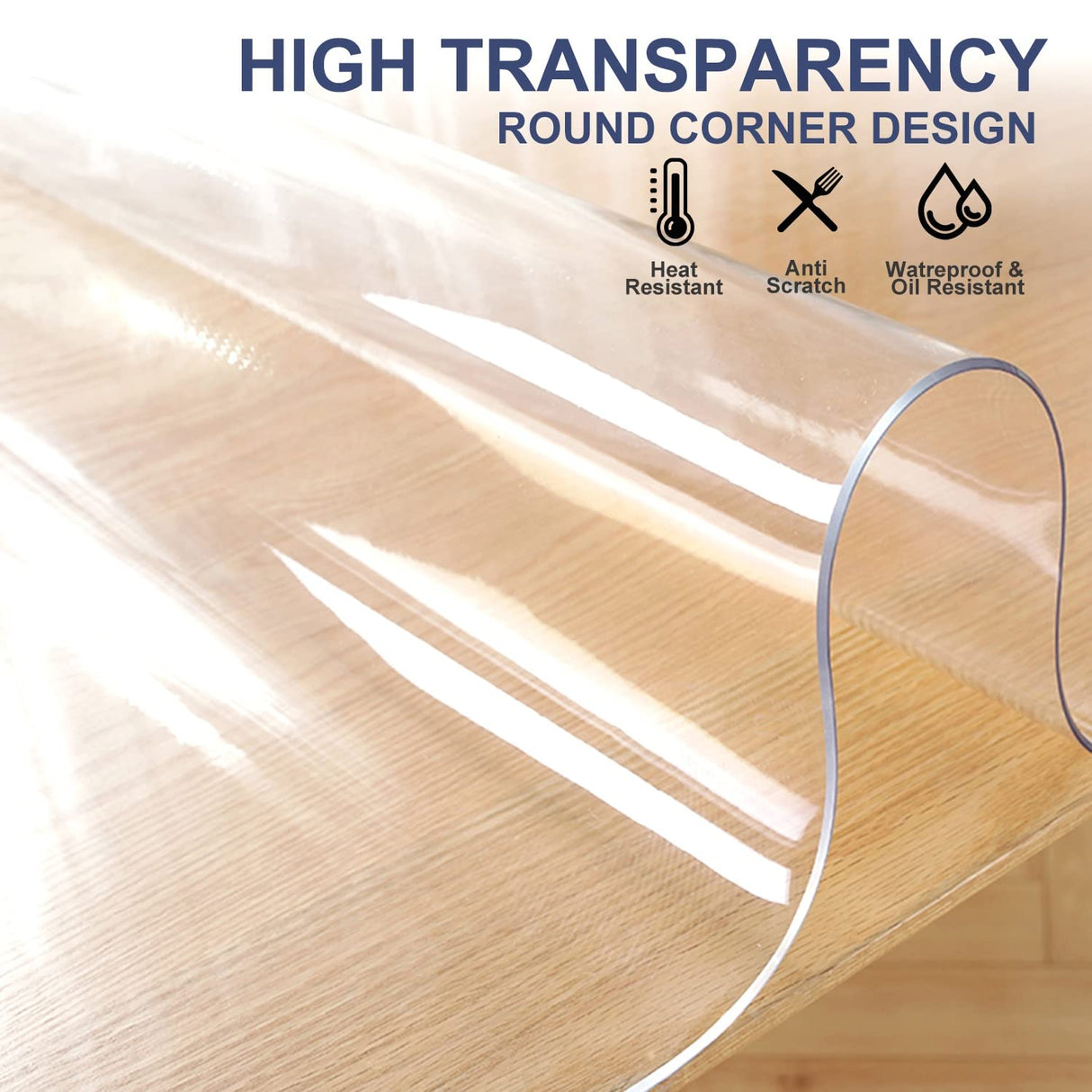 1.5mm Clear PVC Table Cover Protector 42x54 in Plastic Desk Cover Mat Pad for Conference Work Desktop Table Cover Vinyl Tablecloth Protector Rectangle Table Protector for Dining Room Table Foldable XEANGOUN