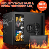 1.6 Cu Ft Home Safe Fireproof Waterproof, Fireproof Safe with Fireproof Document Bag, Programmable Keypad & Removable Shelf, Digital Home Security Safe Box for Money Firearm Medicines Valuables Mitlvge