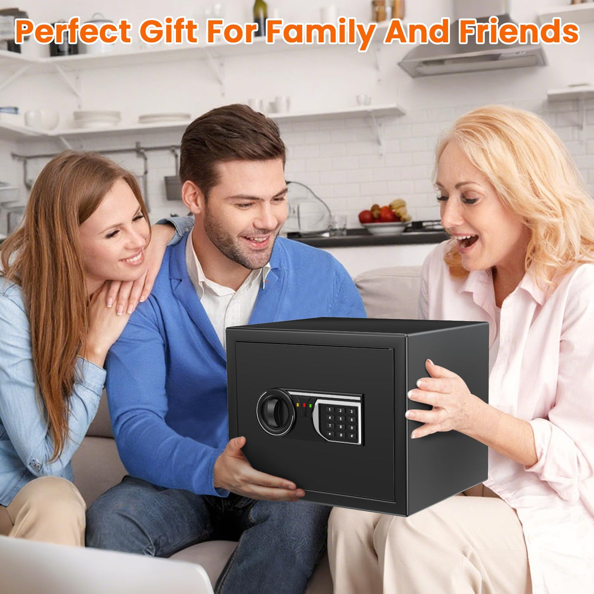 1.6 Cu Ft Home Safe Fireproof Waterproof, Fireproof Safe with Keypad and Removable Shelf, Digital Home Security Safety Box for Money Firearm Medicines Valuables Surtisita