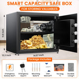 1.6 Cu Ft Home Safe Fireproof Waterproof, Fireproof Safe with Keypad and Removable Shelf, Digital Home Security Safety Box for Money Firearm Medicines Valuables Surtisita