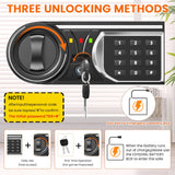 1.6 Cu Ft Home Safe Fireproof Waterproof, Fireproof Safe with Keypad and Removable Shelf, Digital Home Security Safety Box for Money Firearm Medicines Valuables Surtisita