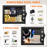 1.6 Cu Ft Home Safe Fireproof Waterproof, Fireproof Safe with Keypad and Removable Shelf, Digital Home Security Safety Box for Money Firearm Medicines Valuables Surtisita