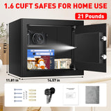 1.8 Cubic Feet Small Personal Safe for Home Use, Anti-theft Fireproof Lock Box with Programmable Keypad, Spare Keys and Removable Shelf, Digital Home Security Safe for Money Documents Medicines Psisuvry