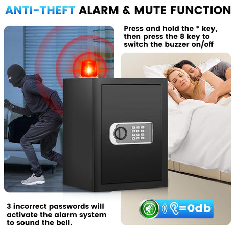 1.8 Cuft Safes for Home, Fireproof Safe Box, Home Safes Fireproof Waterproof with Electronic Keypad, Spare Key, Smart Alert, Security Fire Proof Safe for home documents Money Medicine FOWORE