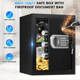 1.8 Cuft Safes for Home, Fireproof Safe Box, Home Safes Fireproof Waterproof with Electronic Keypad, Spare Key, Smart Alert, Security Fire Proof Safe for home documents Money Medicine FOWORE
