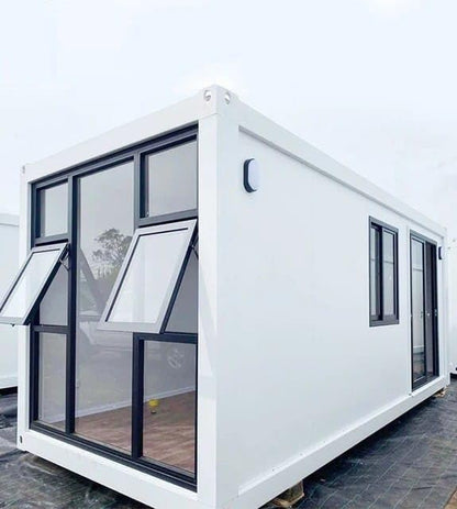 1-Bedroom Container House 20 FT X 10 FT Prefab Tiny Home to Live in for Adults Mini Foldable Mobile Home Modular Guest Homes kit casas prefabricadas para Vivir with Water & Electricity Terrace - WoodArtSupply