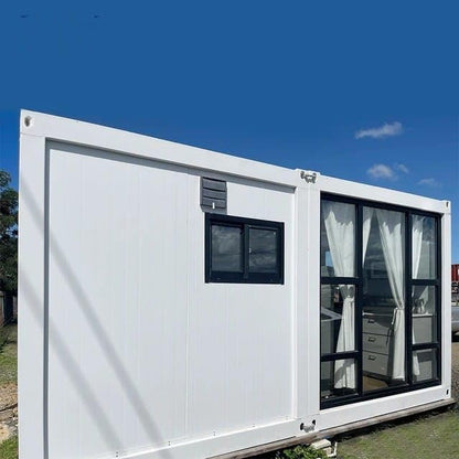 1-Bedroom Container House 20 FT X 10 FT Prefab Tiny Home to Live in for Adults Mini Foldable Mobile Home Modular Guest Homes kit casas prefabricadas para Vivir with Water & Electricity Terrace - WoodArtSupply