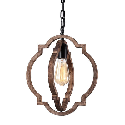 1-Light Farmhouse Wood Chandelier,Rustic Retro Pendant Light.Adjustable Height Handmade Rustic Light Fixture for Foyer, Dining&Living Room, Kitchen Island, Entryway, Breakfast Area(Colour: Black)