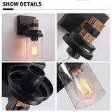 1-Light Rustic Wall Sconces Farmhouse Bathroom Light Fixtures Over Mirror, Handmade Wood Vanity Light Fixtures with Pretty Glass Shade, Wall Sconce for Bathroom Hallway Bedroom ZSMIHDOH