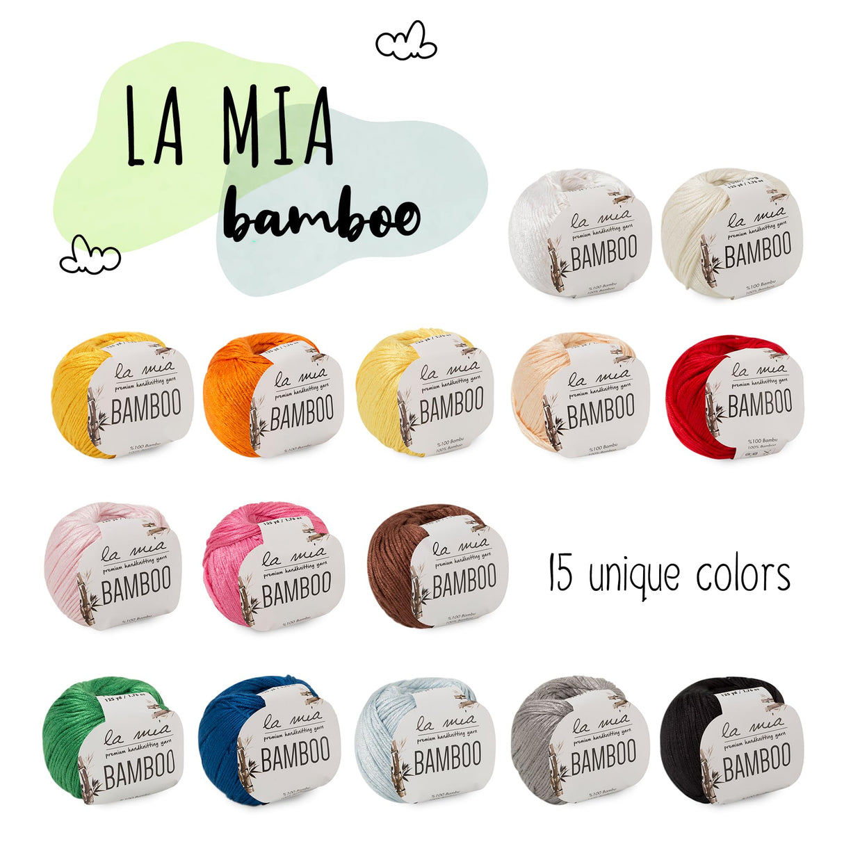 1 Skein La Mia Bamboo, 100% Bamboo, Each 1.76 Oz (50g) / 125 Yrds (115 m), 3 : Light-Dk, Blue L069 La Mia