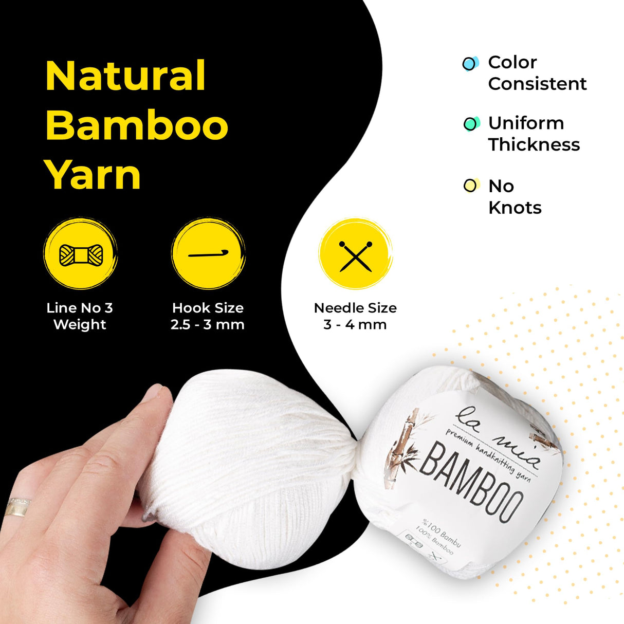 1 Skein La Mia Bamboo, 100% Bamboo, Each 1.76 Oz (50g) / 125 Yrds (115 m), 3 : Light-Dk, Blue L069 La Mia