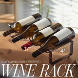 1-Tier Wine Rack for Countertop - Stackable Metal Wine Bottle Holder for 4 Bottles - Free-Standing Wine Organizer & Storage for Cabinet, Pantry, Counter - Wine Bottle Rack by Salvino ANGORA BRANDS